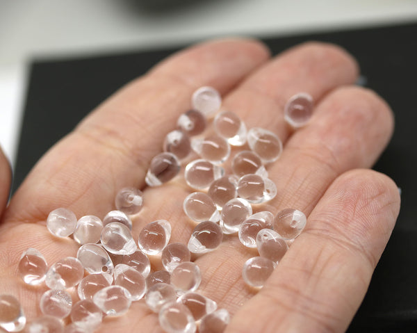 5x7mm Crystal clear glass drops, czech teardrop beads, 50pc
