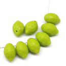 Green lime czech glass beads lemon shape 8Pc