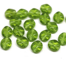 9x8mm Olive green flat oval wavy czech glass beads, 20Pc