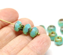 6x8mm Opal green picasso rondelle czech glass beads - 10Pc