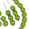 9x8mm Olive green flat oval wavy czech glass beads, 20Pc