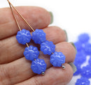 9mm Periwinkle blue Czech glass daisy flower beads, 20pc