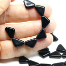 12x9mm Jet black triangle beads Czech glass, 25Pc