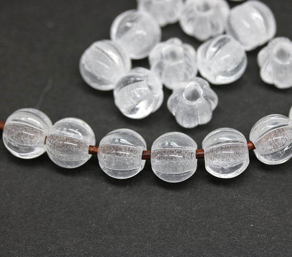 2.5mm hole crystal clear 8mm melon shape beads - 20pc
