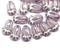 12x8mm Opal lilac tulip Czech glass beads, silver inlays, 20Pc
