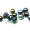 6x8mm Dark green rondelle czech glass beads AB finish - 12Pc