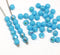 4mm Sky blue Czech glass fire polished round faceted spacers with luster - 50Pc