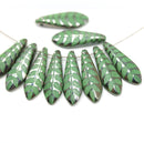 5x16mm Leaf ornament dagger czech glass beads - 10pc