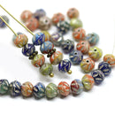 5x6mm Earthy colored beads mix, Czech glass spacers donuts, 40pc