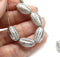 14x8mm Light gray oval Large czech glass barrel beads Silver wash, 8Pc