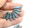 5x16mm Peacock ornament dagger blue pink czech glass beads - 10pc
