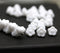 7mm White button style flower glass beads, 25pc