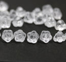 7mm Crystal clear button style flower glass beads, 25pc