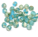 6mm Blue czech glass melon shape beads - 30pc