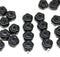 6mm Jet black daisy flower czech glass beads, 40pc