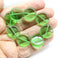 17mm Green czech glass coin beads round tablet shape - 8Pc