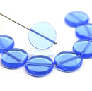 17mm Sapphire blue czech glass coin beads round tablet shape - 8Pc