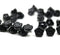 7mm Black button style flower glass beads, 25pc