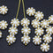 9mm Off white Czech glass daisy flower beads, gold wash, 20pc