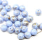 6mm Opaque light blue round druk czech glass beads, gold wash, 30Pc