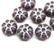 12mm Dark violet silver wash puffy pansy flower czech glass, 8pc