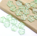 8mm Light green flower beads, czech glass, 20pc