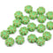 9mm Opaque green Czech glass daisy flower beads gold wash, 20pc