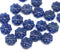 9mm Dark blue Czech glass daisy flower beads, 20pc