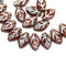 12x7mm Dark brown leaf beads Czech glass pressed, silver wash, 30Pc