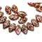 12x7mm Dark brown leaf beads Czech glass pressed, copper wash, 30Pc