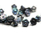 7mm Black button style flower glass beads, Iris luster, 25pc