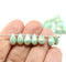 6x9mm Mint czech glass teardrop beads, golden flakes, 20pc