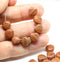 9mm Brown czech glass shell beads -20pc