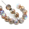 8mm Clear czech glass round beads, melon shape, copper wash, 15pc
