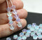6mm Crystal clear daisy flower czech glass beads, AB finish 40pc