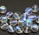 8mm Crystal clear round czech glass druk pressed beads AB finish, 20Pc