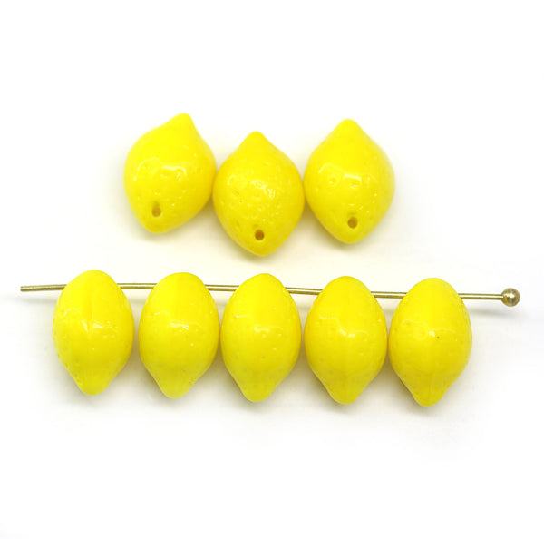 14x10mm Yellow czech glass beads lemon shape, 8Pc