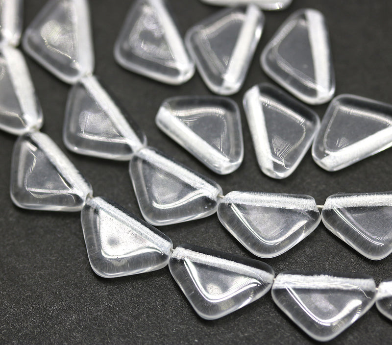 12x9mm Crystal clear triangle beads Czech glass, 25Pc