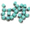 6x4mm Turquoise green rice czech glass fire polished beads, 25pc