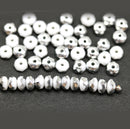 2x3mm White silver rondelle tiny czech glass spacers, 50Pc