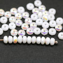 2x3mm White AB finish rondelle tiny czech glass spacers, 50Pc