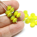 4x7mm Frosted yellow puffy rondelle Czech glass beads - 25Pc