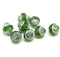 11x10mm Green turbine beads dull silver ends - 8pc