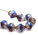 11x10mm Blue purple turbine beads copper ends - 8pc