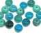 5x8mm Teal blue puffy rondelle Czech glass beads - 20Pc