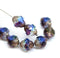 11x10mm Blue purple turbine beads copper ends - 8pc