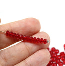 2x3mm Transparent red rondelle tiny czech glass spacers, 50Pc
