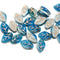12x7mm Blue leaf mixed color copper wash Czech glass beads, 30pc
