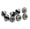 11x10mm Black turbine czech glass beads silver ends - 8pc
