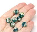 11x10mm Sea blue turbine beads Picasso finish - 8pc